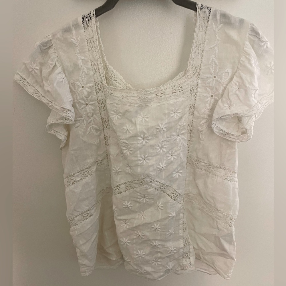 LOVESHACKFANCY WHITE LACE TOP